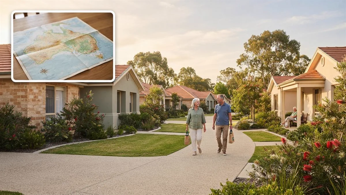 A map of Australia with the retirement village protections marked state by state